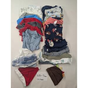 24 Pieces Baby Boy NB to 3 mo Various Brands Bodysuits Short/Long Sleeve Pants